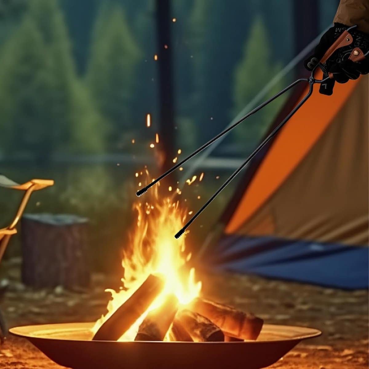 vuurtang houttang brandhout tang kampvuur haard verstelbaar