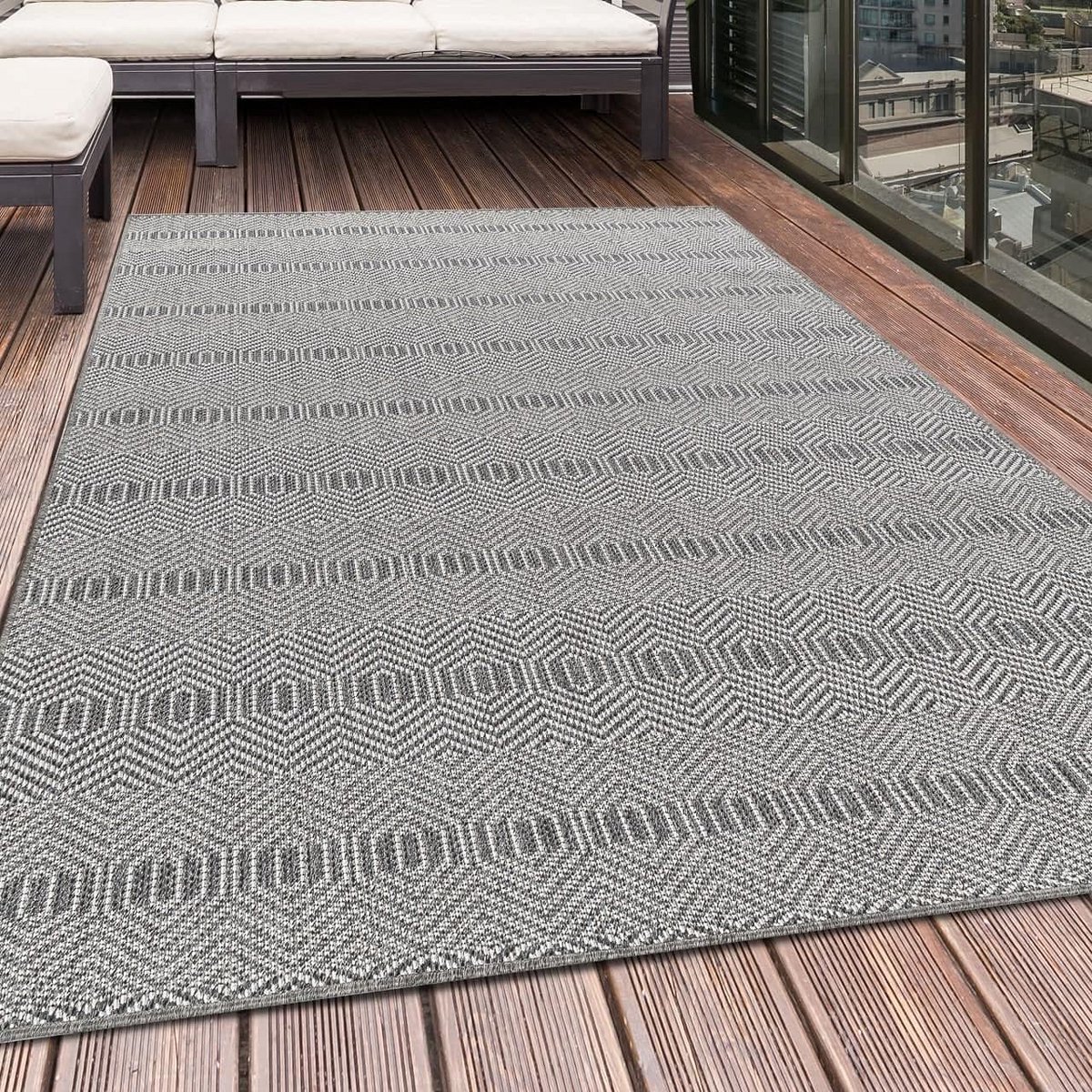 waterafstotend buitenkleed met strepen grijs 80×150 cm geschikt voor