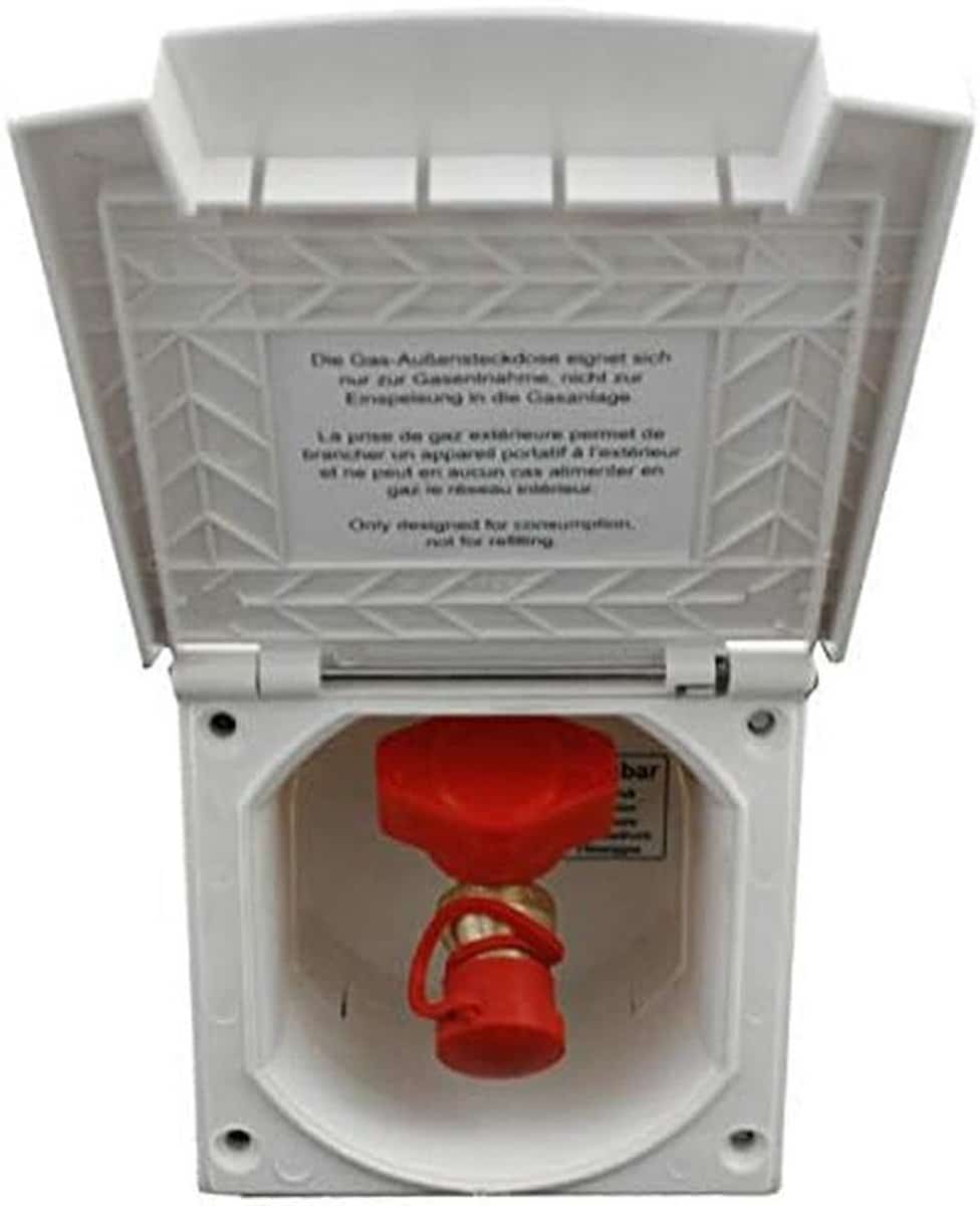 waterdicht gasstopcontact buiten voor caravan en camper | inbouw gasuitgang