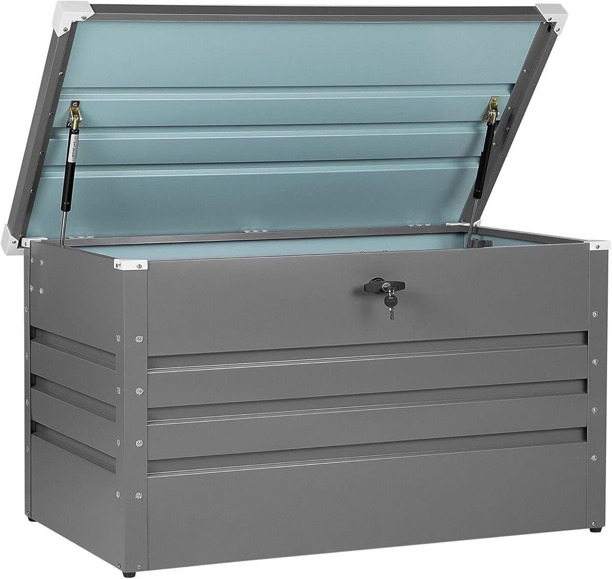 waterdichte metalen opbergbox tuinkussens 400l grijs tuinkist afsluitbaar