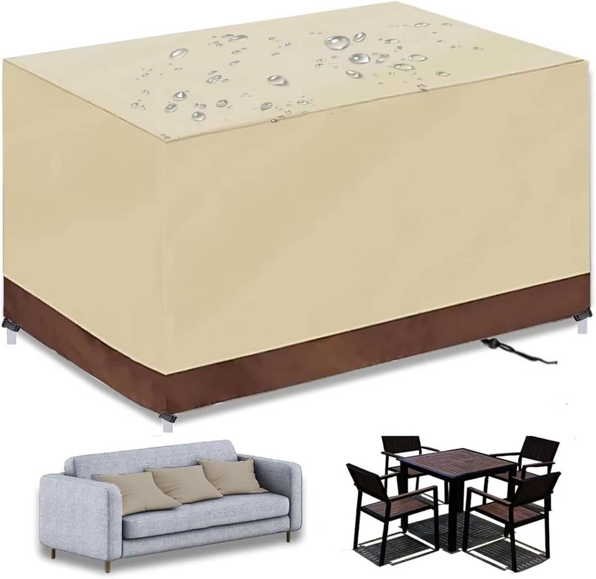 waterdichte rechthoekige tuinmeubelhoes 420d oxford uv & windbestendig buitenkleed