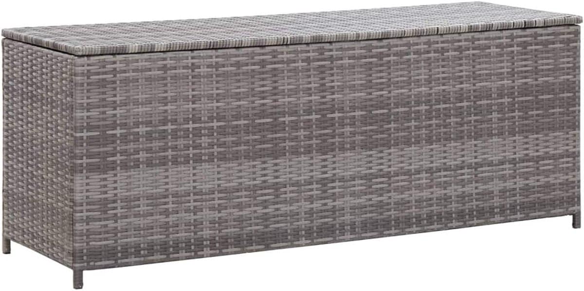 waterdichte tuin opbergbox grijs 120x50x60 cm poly rotan buiten
