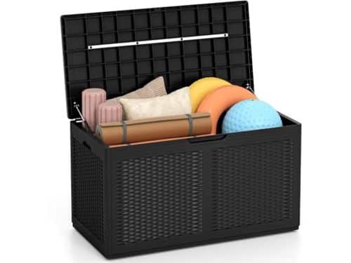 Waterdichte tuinopbergbox 380 liter met wielen en deksel