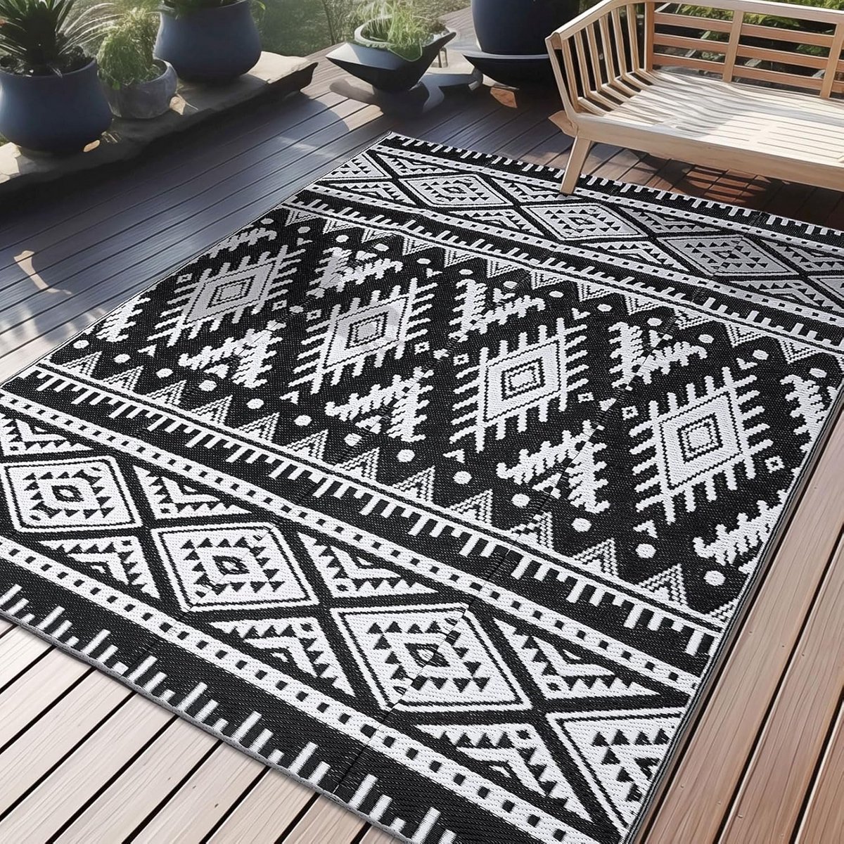 weerbestendig buitenkleed 150×240 cm omkeerbaar en wasbaar voor tuin