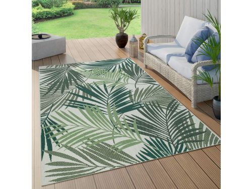 Weerbestendig Buitenkleed met Tropisch Palmbladpatroon voor Balkon en Terras