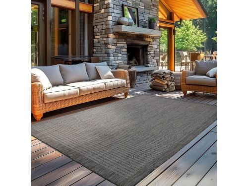 Weerbestendig Buitenkleed Platgeweven 120x170cm Zwart voor Balkon Tuin en Patio