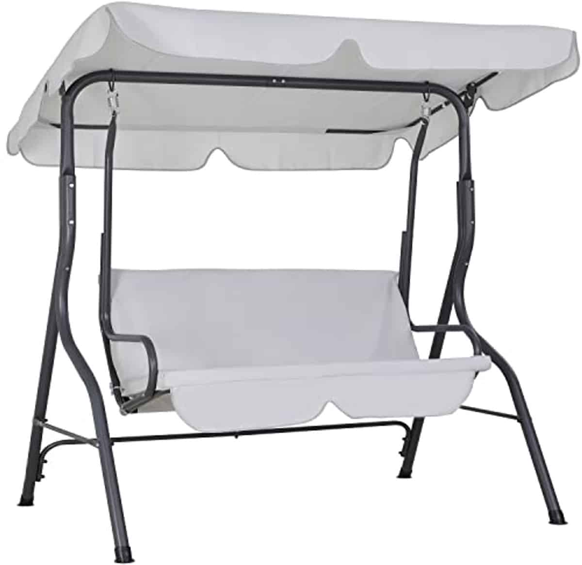 weerbestendige 2 zits schommelbank voor tuin en terras lichtgrijs