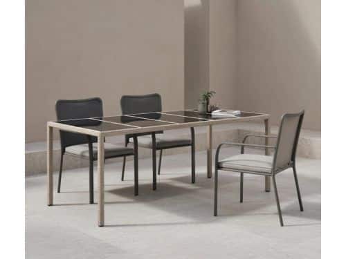 Weerbestendige Polyrotan Tuin Eettafel 250x100x75 cm Beige - Grote Outdoor