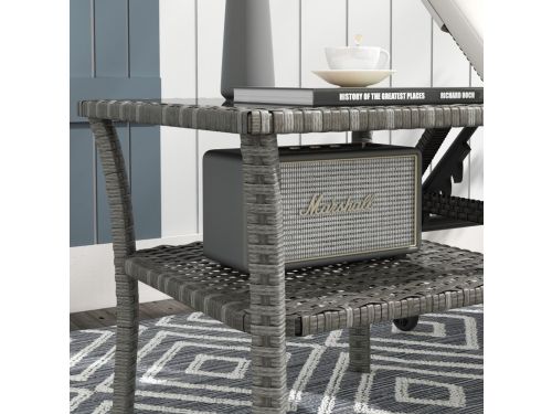 Wishdor - Rattan Bijzettafel - Tweelaags Met Glazen Tafelblad