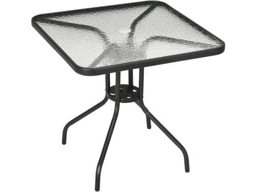 Wishdor Vierkante Tuintafel met Parasolgat (76x76) - Glazen Balkontafel /