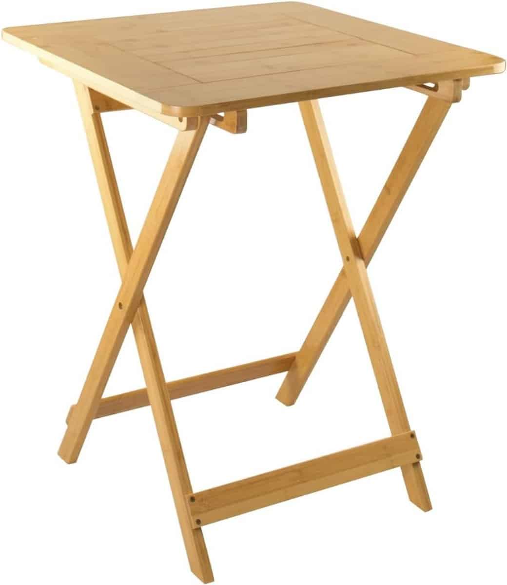 witte bamboe klaptafel vierkant 60×60 cm ideaal voor balkon