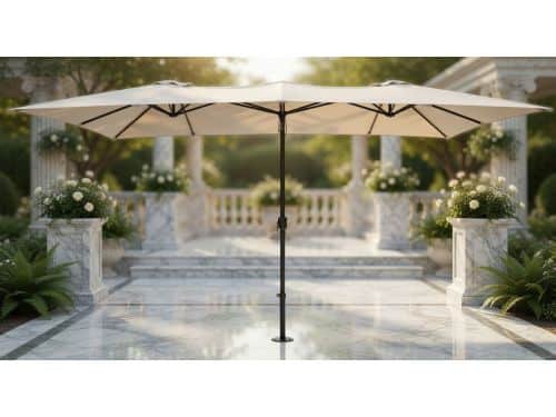 XXL Dubbele Zweefparasol 426x265 cm - Opvouwbare Waterdichte Tuinparasol met