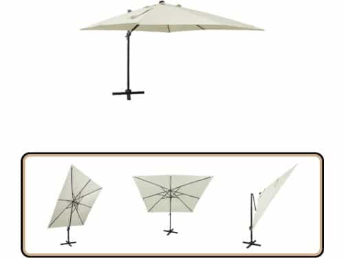 Zandkleurige zweefparasol met LED - 300 cm Tuinparasol - Parasol