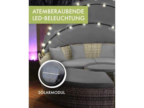 Zonne-eiland 180 cm met LED Verlichting & Zonnepaneel