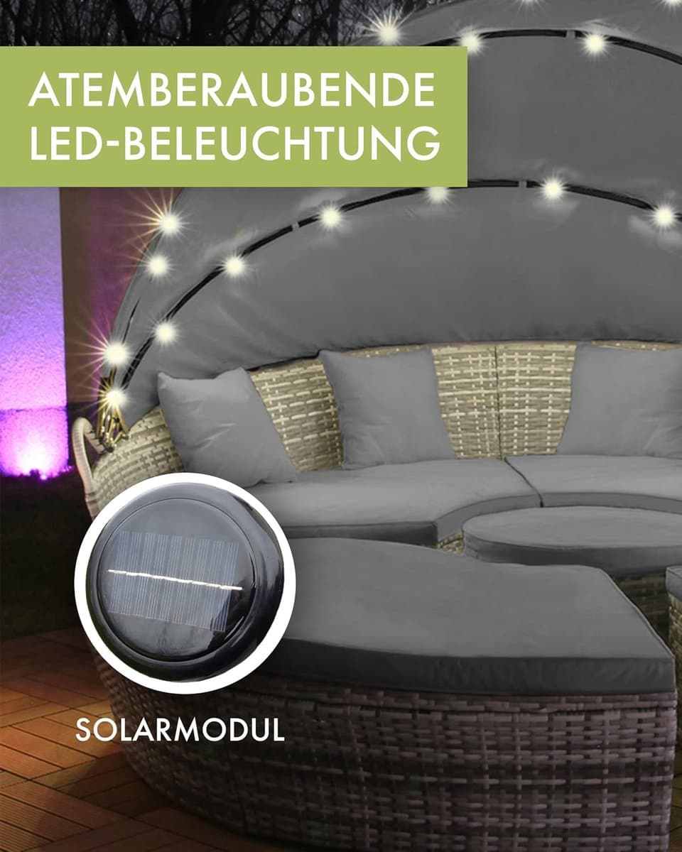 zonne eiland 180 cm met led verlichting & zonnepaneel