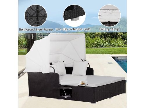 Zonne-eiland 2 persoons 165x153x138 cm met klapdak en zijtafels