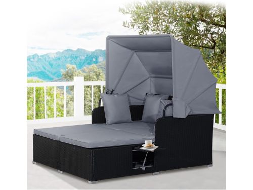 Zonne-eiland 2 persoons 165x153x138 cm met klapdak en zijtafels