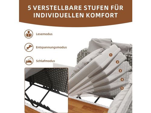 Zonne-eiland 2-persoons met opvouwbaar zonnedak 192x160x137 cm - Luxe polyrotan