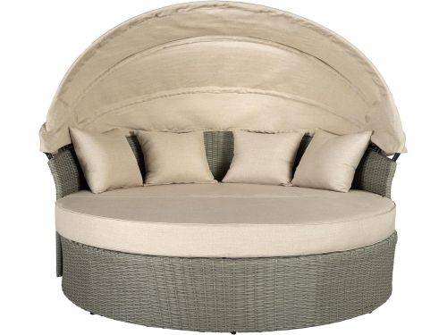 Zonne-eiland 2-persoons rond ligbed 150x165x150 cm met draaibaar zitvlak en