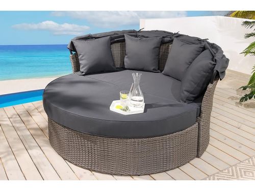 Zonne-eiland 2-persoons rond ligbed 150x165x150 cm met draaibaar zitvlak en