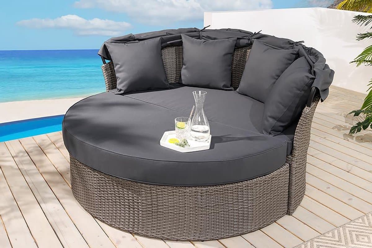 zonne eiland 2 persoons rond ligbed 150x165x150 cm met draaibaar zitvlak en