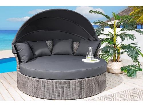 Zonne-eiland 2-persoons rond ligbed 150x165x150 cm met draaibaar zitvlak en
