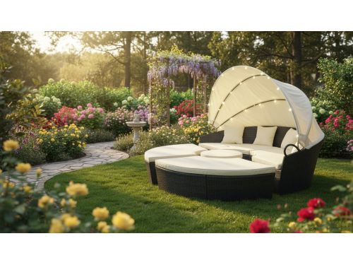 Zonne-eiland Lounge 210 cm - Luxe Polyrotan Outdoor Ligbed met