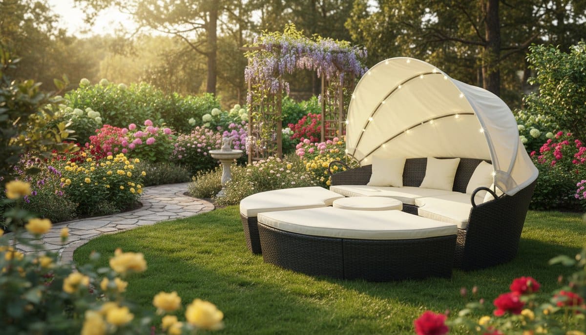 zonne eiland lounge 210 cm luxe polyrotan outdoor ligbed met