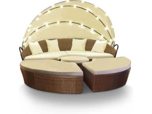 Zonne-eiland Lounge Bed 180 cm met LED Verlichting & Zonnepaneel