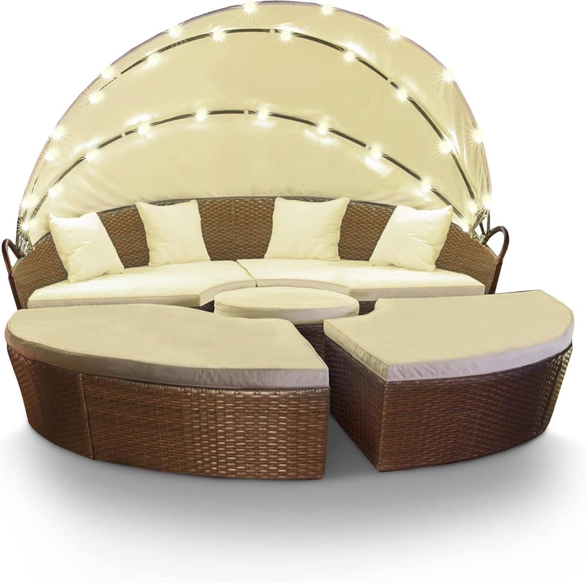 zonne eiland lounge bed 180 cm met led verlichting & zonnepaneel