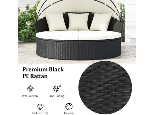 Zonne-eiland Lounge Rond 187 cm - Luxe Rotan Outdoor Ligbed