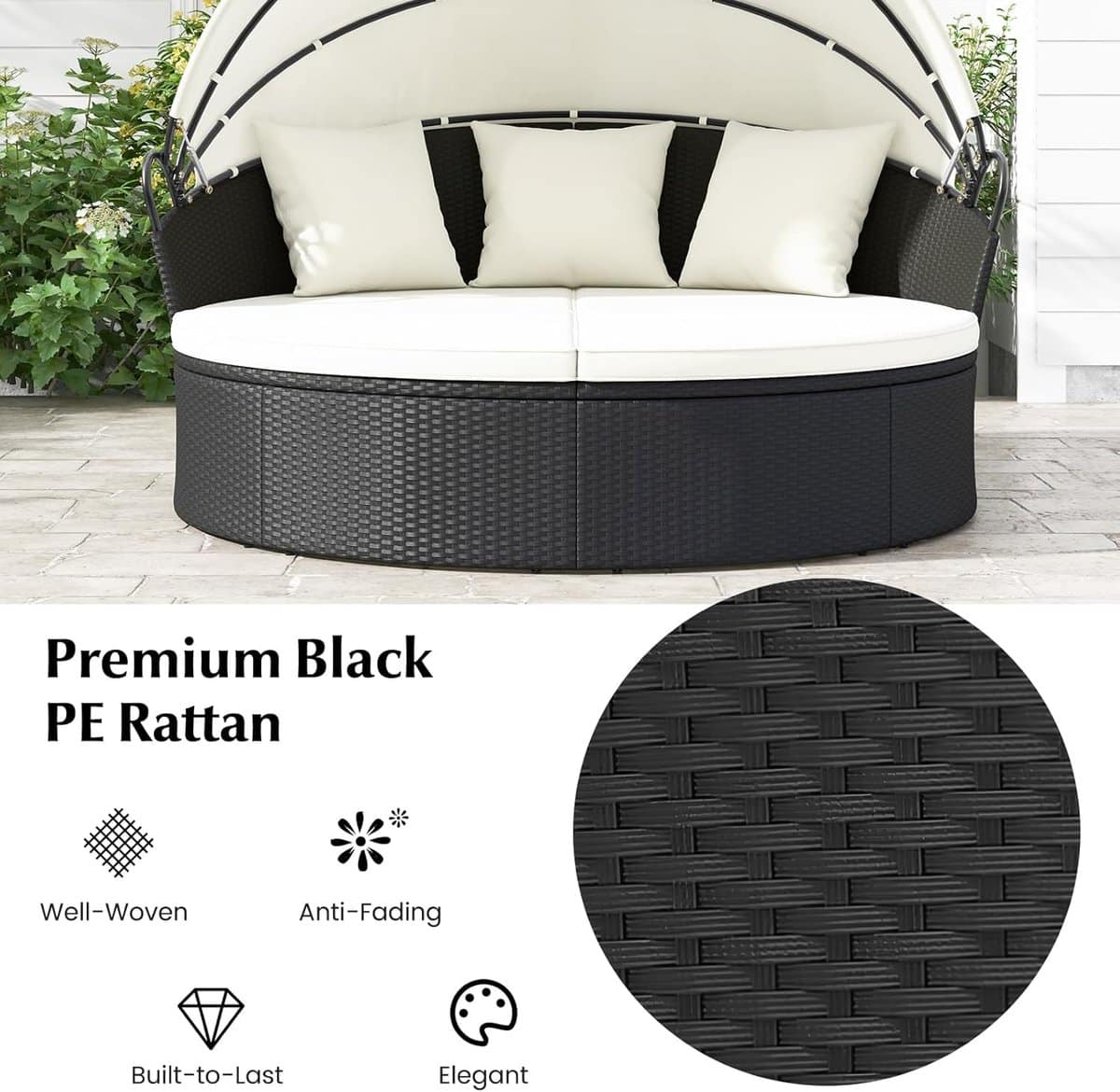 zonne eiland lounge rond 187 cm luxe rotan outdoor ligbed