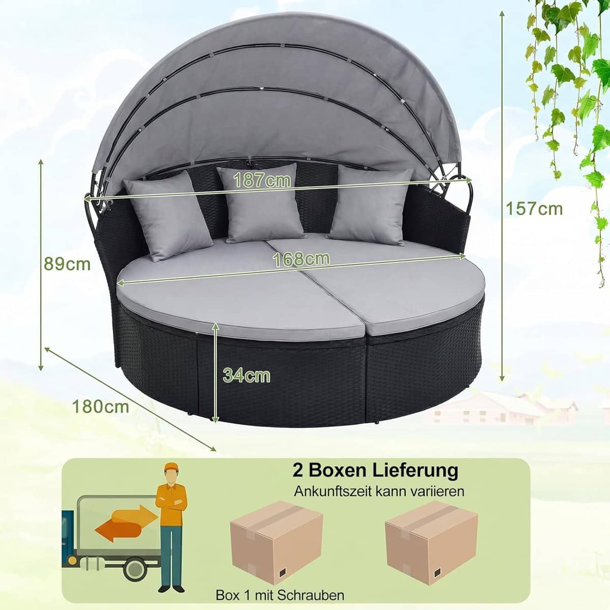 zonne eiland met dak abtkantoor luxe rotan daybed 2