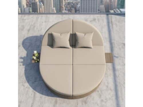 Zonneligbed 2 Personen 199x140x41 cm - Rotan Duo Ligbed Tuin