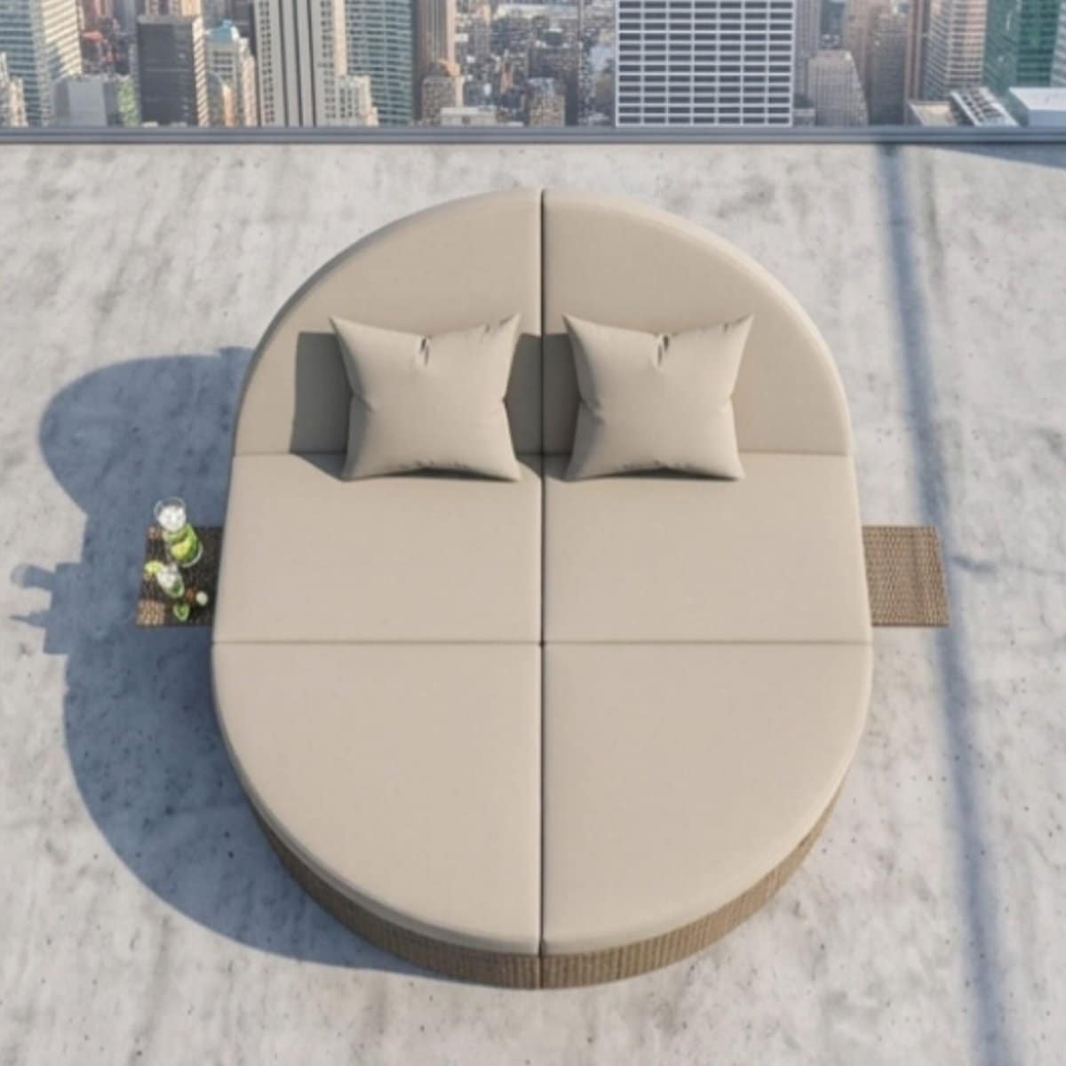 zonneligbed 2 personen 199x140x41 cm rotan duo ligbed tuin