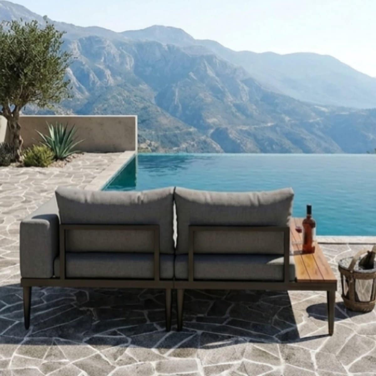 zonneligstoel 2 personen 150x140x55 cm duo ligbed tuin weerbestendig