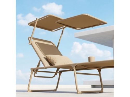 Zonneligstoel 65x200x48 cm inklapbaar met Zonnedak en Verstelbare Rugleuning
