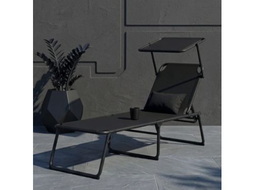 Zonneligstoel 65x200x48 cm inklapbaar met Zonnedak en Verstelbare Rugleuning