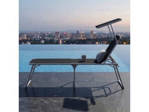 Zonneligstoel 65x200x48 cm inklapbaar met Zonnedak en Verstelbare Rugleuning