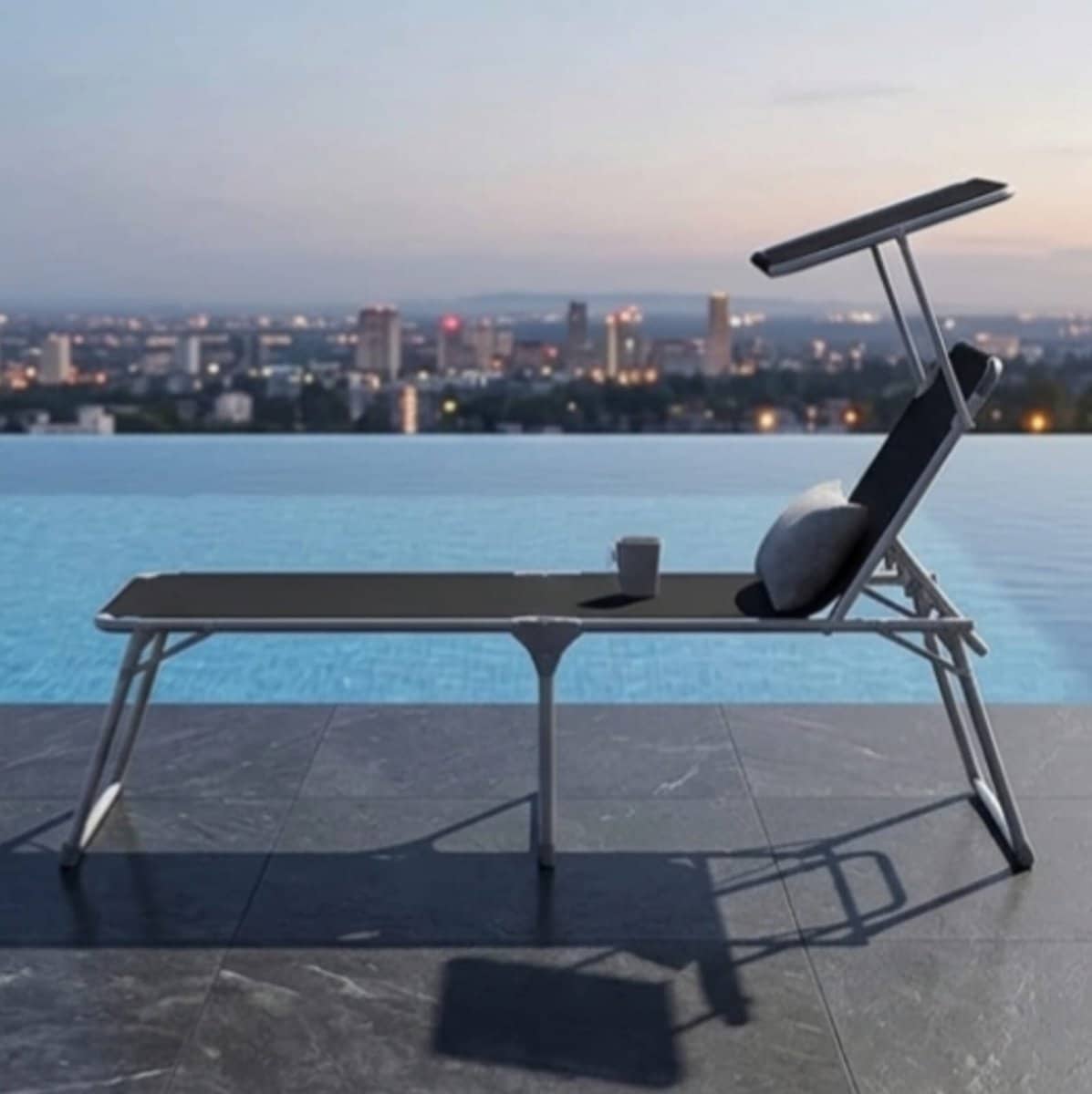 zonneligstoel 65x200x48 cm inklapbaar met zonnedak en verstelbare rugleuning