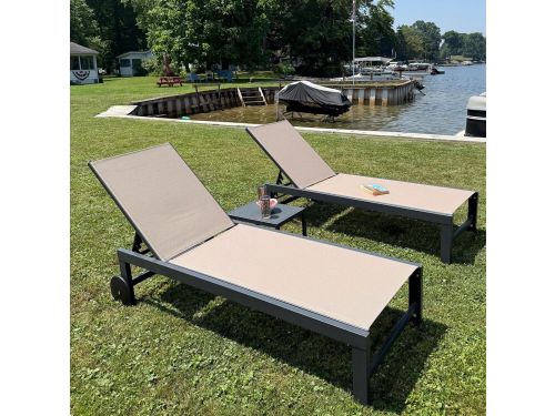 Zonneligstoel set van 2 met tafel verstelbaar 164 x 68