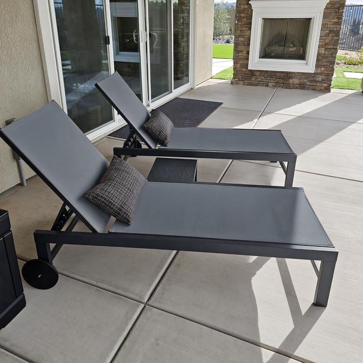 zonneligstoel set van 2 met tafel verstelbaar 164 x 68