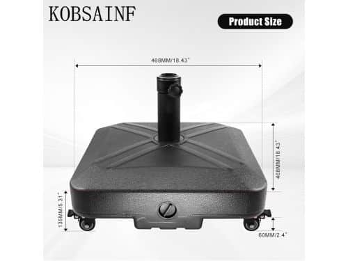 Zwaar Parasolvoet met Wielen - 54 kg Vulbaar - Vierkant