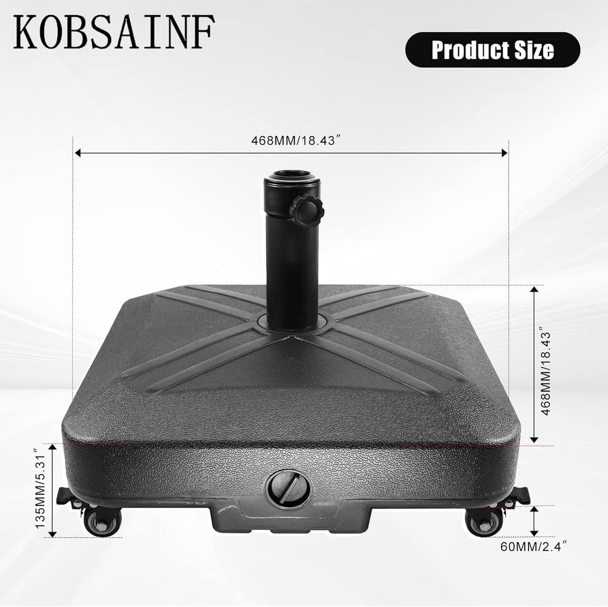 zwaar parasolvoet met wielen 54 kg vulbaar vierkant