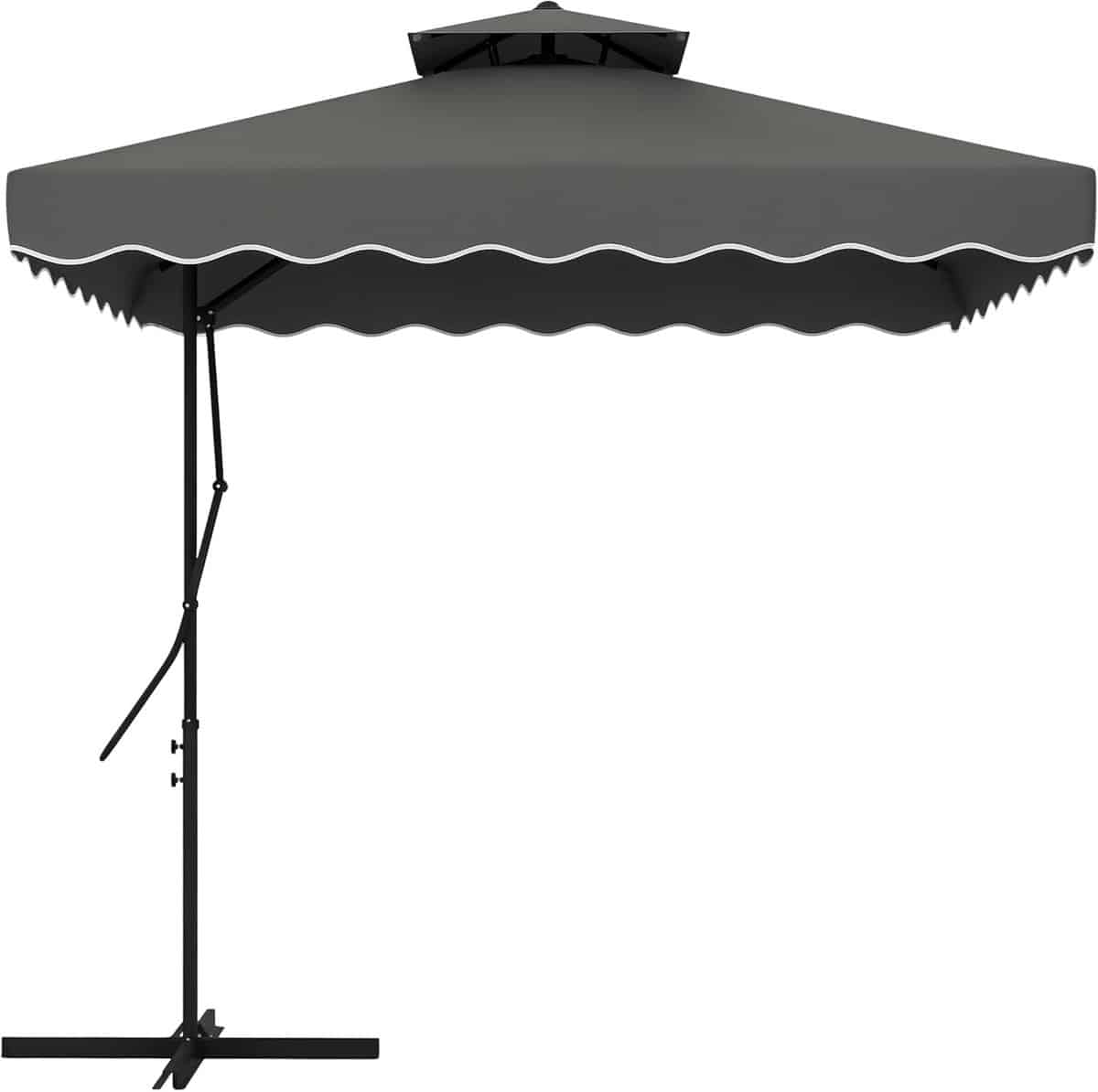zweefparasol 243×243 cm tuinparasol met uv bescherming en kruisvoet donkergrijs