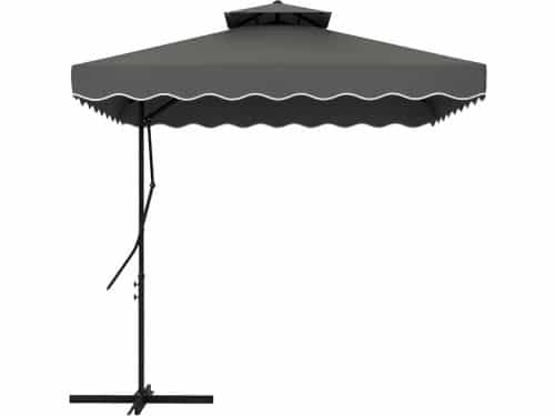 Zweefparasol 243x243 cm Tuinparasol met UV-bescherming en Kruisvoet - Donkergrijs