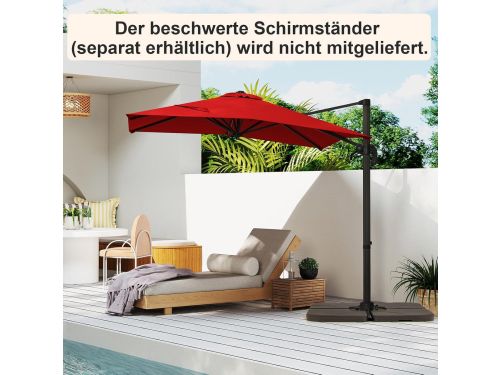 Zweefparasol 250x250 cm - 360° draaibaar & 5-voudig kantelbaar