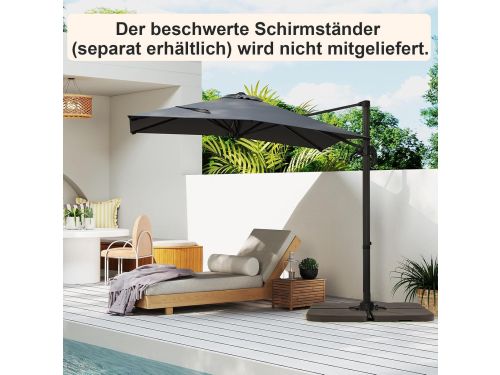 Zweefparasol 250x250 cm - 360° Draaibaar met Voetpedaal & 5