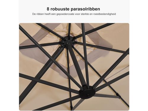 Zweefparasol 270x270 cm met 360° Rotatie & Kantelmechanisme