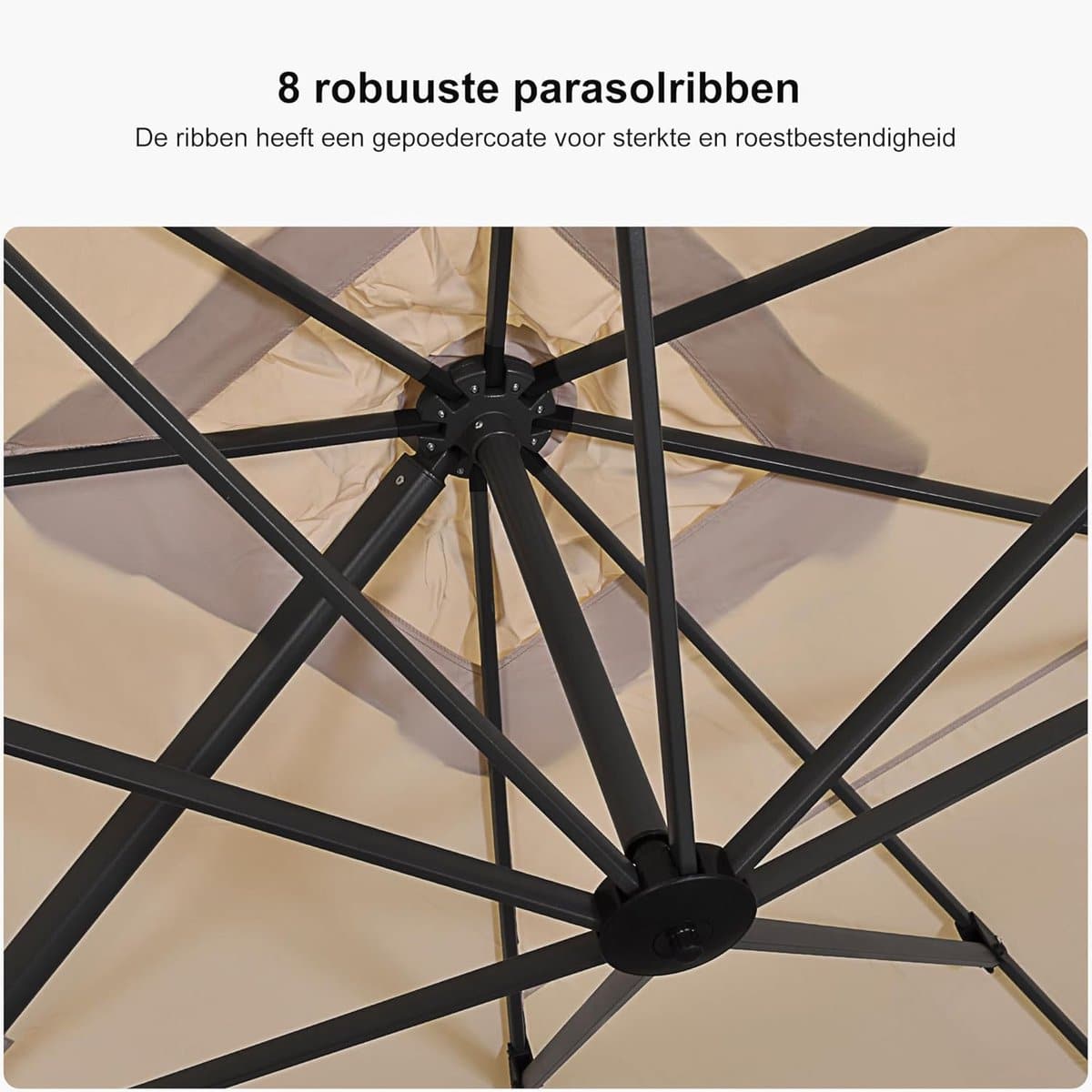 zweefparasol 270×350 cm xxl rechthoekig 360° draaibaar, uv